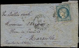 Let BALLONS MONTES - N°37 Défx Obl. Etoile S. LAC, Càd R. D'Enghien 8/12/70, Arr. MARSEILLE Le 11/12, B/TB. C. LE DENIS  - Guerre De 1870