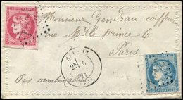 Let Boules De Moulins -  N°45A Et 49 Obl. GC 3301 S. Env. Valentine Avec Correspondance Pour Paris Par Moulins, Càd T17  - Guerre De 1870