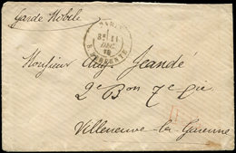 Let Guerre De 1870 -  Càd R. SERPENTE 11/12/70 Sur Env., Cachet Rouge P.P., Mention "Garde Mobile", Pour Villeneuve-La-G - Guerra Del 1870