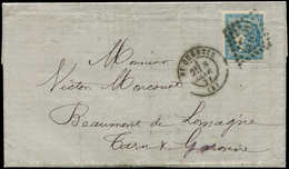 Let Guerre De 1870 -  N°45C Obl. GC 3827 S. LAC, Càd T17 ST QUENTIN 8/1/71 Pour BEAUMONT De LOMAGNE, Lettre De La Zone O - Guerra Del 1870