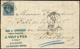 Let Guerre De 1870 -  N°29B Obl. GC 2598 S. LAC, Càd T17 NANCY 5/7/71, Taxe 30 Double Trait Pour STRASBOURG, TB - Guerra Del 1870