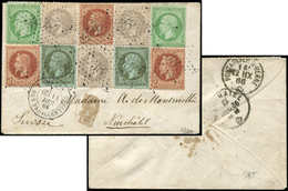 Let AFFRANCHISSEMENTS ET COMBINAISONS - N°19 (2), 20 (2), 26 (3) Et 27 (3) Obl. Etoile 38 S. Env., Càd R. Des Feuillanti - 1849-1876: Période Classique