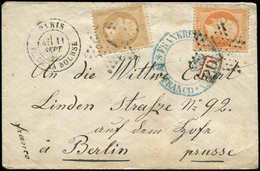 Let DESTINATIONS - N°21 Et 23 Obl. Etoile 1 S. Env., Càd Pl. De La Bourse 11/9/-, Pour BERLIN, TB - 1849-1876: Klassieke Periode