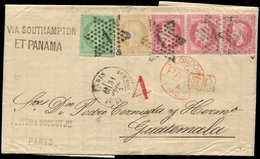 Let DESTINATIONS - N°20, 32 BANDE De 3 Et N°59 (pli D'archive) Obl. Etoile 1 S. LAC, Càd PARIS 31/7/72, Pour Le GUATEMAL - 1849-1876: Periodo Classico