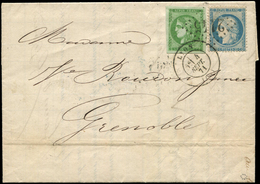 Let AFFRANCHISSEMENTS DE SEPTEMBRE 1871 - N°42B Et 37 Obl. GC 2145 Et Càd T17 LYON 4/9/71 S. LAC, TTB - 1849-1876: Période Classique