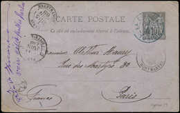 Let BUREAUX FRANCAIS A L'ETRANGER - CP Entier 10c. Obl. Càd Bleu LA GOULETTE 6/6/88, Arr. PARIS Le 15/6, TB - 1849-1876: Période Classique
