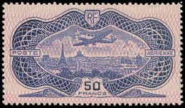 ** POSTE AERIENNE - 15b 50f. Burelage RENVERSE, TB - 1927-1959 Neufs