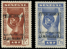 ** Poste Aérienne Militaire -  6/7 : 1f. Brun-rouge Et 1f75 Outremer Du Sénégal, TB - Poste Aérienne Militaire