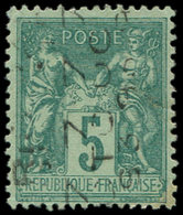 (*) PREOBLITERES - 15  Sage,  5c. Vert, Surch. Verticale 7 OCT, TTB. S - 1893-1947