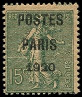 ** PREOBLITERES - 25  15c. Vert-olive, POSTES PARIS 1920, TB - 1893-1947