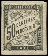 * TAXE - 20  50c. Noir, NON DENTELE, TB. Br - 1859-1959 Lettres & Documents