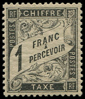 ** TAXE - 22   1f. Noir, Très Bon Centrage, TTB. C - 1859-1959 Lettres & Documents