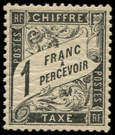 * TAXE - 22   1f. Noir, Ch. Légère, Bien Centré, TB. C - 1859-1959 Lettres & Documents