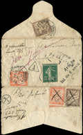 Let TAXE - 29  10c. Brun (3) Et N°41 2f. Vermillon (3) Obl. Sens-S-Yonne 21/1/11 Sur Env. Carte De Visite Affr. N°137, M - 1859-1959 Storia Postale