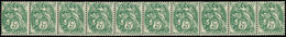 ** ROULETTES - 16  Blanc, 5c. Vert, BANDE Horizontale De 10, TB - Francobolli In Bobina