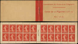 CARNETS (N°Cérès Jusqu'en1964) - 3    Semeuse Chiffres Maigres, 10c. Rouge, N°135B, T III, Couv. Postale Prix 2f.05, TB - Altri & Non Classificati