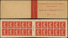 CARNETS (N°Cérès Jusqu'en1964) - 3    Semeuse Chiffres Maigres, 10c. Rouge, N°135B, T III, Couv. Postale Prix 2f.05, TB - Autres & Non Classés