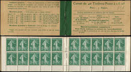 CARNETS (N°Cérès Jusqu'en1964) - 15   Semeuse Camée,  5c. Vert, N°137A, T II, Couv. Avec Texte Sur Les 4 Pages, Découpe - Altri & Non Classificati