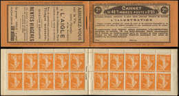 CARNETS (N°Cérès Jusqu'en1964) - 18   Semeuse Camée,  5c. Orange, N°158A, T IIA, S. 11, L'ILLUSTRATION-L'AIGLE, PLI ACCO - Altri & Non Classificati