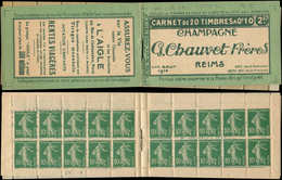 CARNETS (N°Cérès Jusqu'en1964) - 24a  Semeuse Camée, 10c. Vert, N°159B, T IC, S. 26, CHAUVET-L'AIGLE, Isolé T IA En Case - Altri & Non Classificati