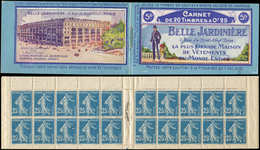 CARNETS (N°Cérès Jusqu'en1964) - 32   Semeuse Camée, 25c. Bleu, N°140B, T II, S. 22, BELLE JARDINIERE, TB - Autres & Non Classés