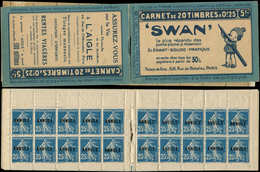 CARNETS (N°Cérès Jusqu'en1964) - 34   Semeuse Camée, 25c. Bleu, N°140B, T II, S. 38, Surch. ANNULE, SWAN-L'AIGLE, Un Bdf - Autres & Non Classés