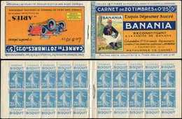 CARNETS (N°Cérès Jusqu'en1964) - 38   Semeuse Camée, 25c. Bleu, N°140B, T II, S. 78-C, BANANIA-ARIES, TTB - Autres & Non Classés
