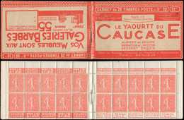 CARNETS (N°Cérès Jusqu'en1964) - 79   Semeuse Lignée, 50c. Rouge, N°199A, T I, S. 127 RP-A, CAUCASE-BARBES, "37" Au Styl - Autres & Non Classés