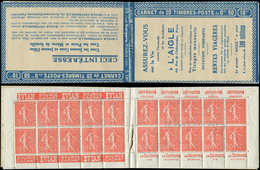 CARNETS (N°Cérès Jusqu'en1964) - 80   Semeuse Lignée, 50c. Rouge, N°199A, T I, S. 141, L'AIGLE, TB - Altri & Non Classificati