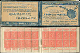 CARNETS (N°Cérès Jusqu'en1964) - 105  Semeuse Lignée, 50c. Rouge, N°199B, T IIB, S. 183-SA, REINE DES MONTRES, TB - Autres & Non Classés