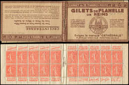 CARNETS (N°Cérès Jusqu'en1964) - 115  Semeuse Lignée, 50c. Rouge, N°199B, T IIB, S. 157, GILETS De FLANELLE, Qqs Froissu - Altri & Non Classificati