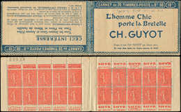 CARNETS (N°Cérès Jusqu'en1964) - 130  Semeuse Lignée, 50c. Rouge, N°199D, T IV, S. 176, GUYOT, Qqs Légères Adh. De Couv. - Autres & Non Classés