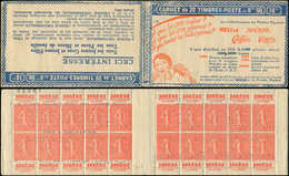 CARNETS (N°Cérès Jusqu'en1964) - 137  Semeuse Lignée, 50c. Rouge, N°199D, T IV, S. 201, NESTLE, Adh. Sur 2 Ex., Sinon TB - Autres & Non Classés