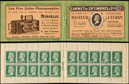 CARNETS (N°Cérès Jusqu'en1964) - 139  Pasteur, 10c. Vert, N°170,  S. 28, PASTEUR A L'ECRAN-MONOBLOC, TTB - Autres & Non Classés