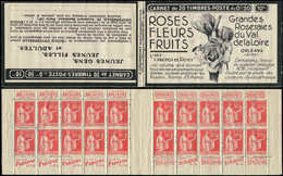 CARNETS (N°Cérès Jusqu'en1964) - 167  Paix, 50c. Rouge, N°283, T I, S. 280, ROSERAIES, Légers Décalques, Amorce De Décou - Autres & Non Classés