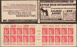 CARNETS (N°Cérès Jusqu'en1964) - 198  Paix, 50c. Rouge, N°283A, T IIA, S. 333, GALERIES BARBES, TP Collés Sur Couv., B/T - Autres & Non Classés