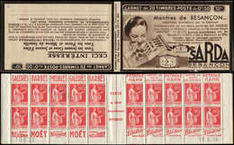 CARNETS (N°Cérès Jusqu'en1964) - 213  Paix, 50c. Rouge, N°283C, T III, S. 390, SARDA, N°70622, Daté 15/6/36, Décalques D - Autres & Non Classés