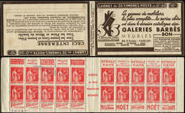 CARNETS (N°Cérès Jusqu'en1964) - 225  Paix, 50c. Rouge, N°283D, T IV, S. 386-B, GALERIES BARBES, Infimes Décalques De Co - Autres & Non Classés