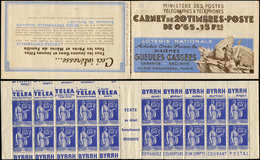 CARNETS (N°Cérès Jusqu'en1964) - 241  Paix, 65c. Bleu, N°365A, T II, S. 17-1, GUEULES CASSEES, Amorce De Double Pub Sur - Autres & Non Classés