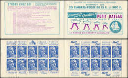 CARNETS (N°Cérès Jusqu'en1964) - 277  Gandon, 15f. Bleu, N°886, T I, S. 12, PETIT BATEAU, Superbe - Autres & Non Classés