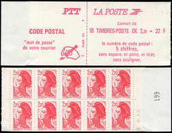 CARNETS (N°Cérès Jusqu'en1964) - 2427-C1ab  Liberté, 2,20 Rouge, N°199, Daté 8/9/86, TB - Autres & Non Classés