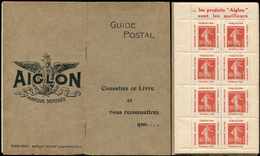 CARNETS Privées - P21 : Semeuse Camée, 10c. Rouge, Carnet Porte-timbres AIGLON, TB - Autres & Non Classés