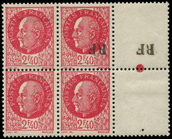 ** TIMBRES DE LIBERATION - CHATELLERAULT 8 : 2f40 Rouge, Surcharge RENVERSEE Dans Un BLOC De 4 Bdf, 3 Ex. Sans Surcharge - Libération