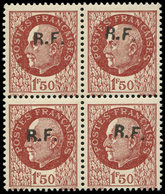 ** TIMBRES DE LIBERATION - COURCELLES DE TOURAINE 3 : 1f50 Brun-rouge, BLOC De 4, TB - Libération