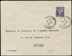 Let TIMBRES DE LIBERATION - POITIERS 2 : 60c. Violet, T II, Obl. 9/9/44 Sur Env., TB - Libération