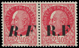 ** TIMBRES DE LIBERATION - PONS 8 : 2f40 Rouge, T I Et T II Se Tenant, TB, Signés Mayer - Libération