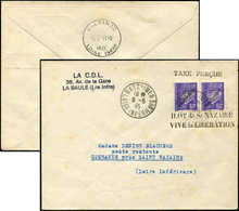 Let TIMBRES DE LIBERATION - SAINT NAZAIRE Pétain, 60c. Violet, PAIRE Surch. LIBERATION, Obl. BATZ-s-MER 9/5/45 Sur Env.  - Libération