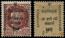 * TIMBRES DE LIBERATION - SAINTE FOY LA GRANDE 1 : 1f50 Brun-rouge T I, Surch. RECTO-VERSO, TB, Signé Mayer - Libération