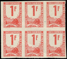 (*) COLIS POSTAUX  (N° Et Cote Maury) - Timbres Pour Petits Colis 32 : 1f., Essai En Rouge NON DENTELE, BLOC De 6, Pli S - Neufs