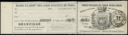 COLIS POSTAUX DE PARIS  (N° Et Cote Maury) - Colis Postaux De Paris 25c. Noir, Type Armoiries De 1892 Avec Récépissé "RE - Altri & Non Classificati